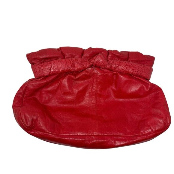 VIVA of California Cherry Red leather clutch shoulder bag Oversized Vintage 80's - Picture 6 of 12